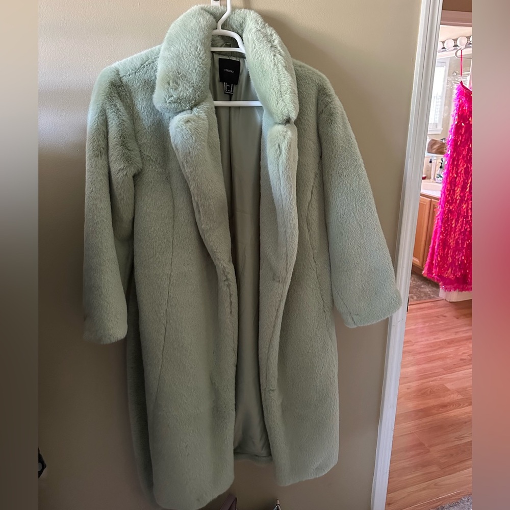 Sage Green Furry Coat